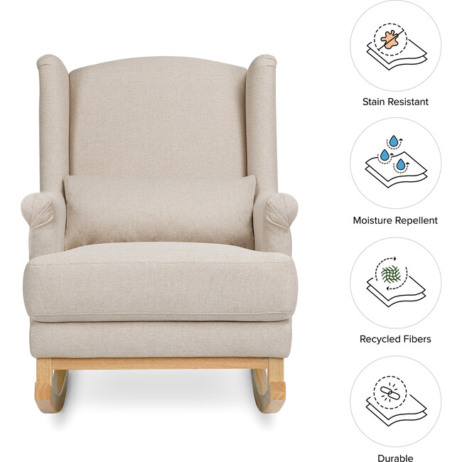 Miranda Wingback Rocker, Beige Eco-Performance Fabric - Nursery Chairs - 4