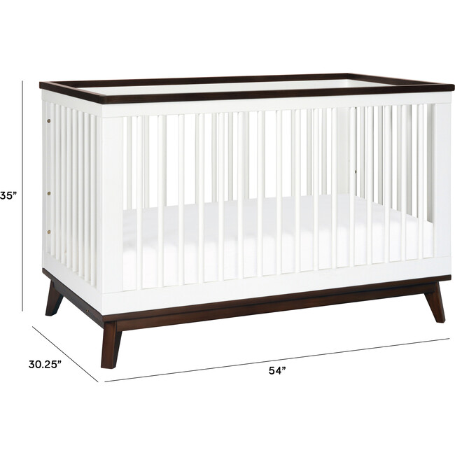 Scoot 3-in-1 Convertible Crib With Toddler Bed Conversion Kit, White/Walnut - Cribs - 4