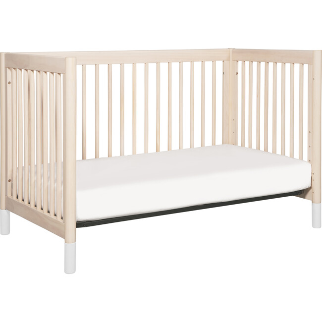 Gelato 4-in-1 Convertible Crib, White Feet with Toddler Bed Conversion Kit, Washed Natural - Cribs - 7