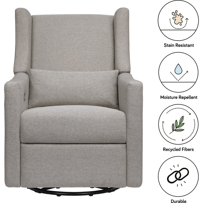 Kiwi Electronic Recliner and Swivel Glider with USB Port, Grey Eco-Performance Fabric - Nursery Chairs - 6