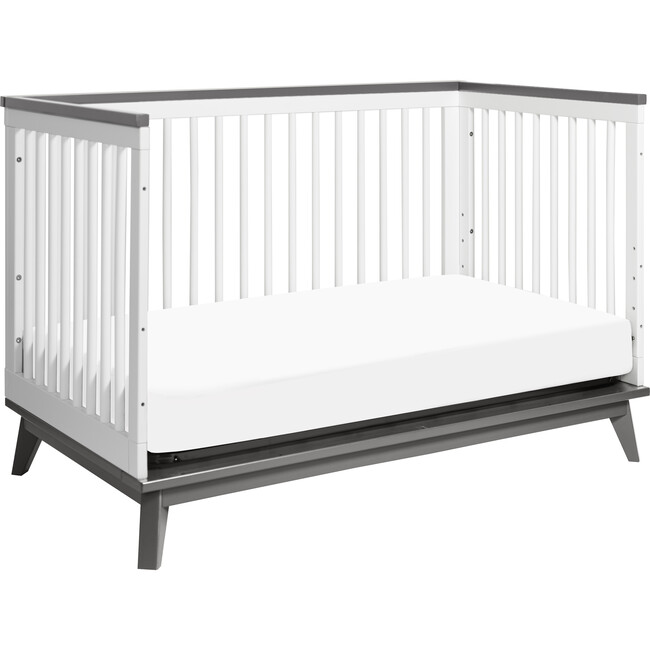 Scoot 3-in-1 Convertible Crib with Toddler Bed Conversion Kit, White/Slate - Cribs - 6