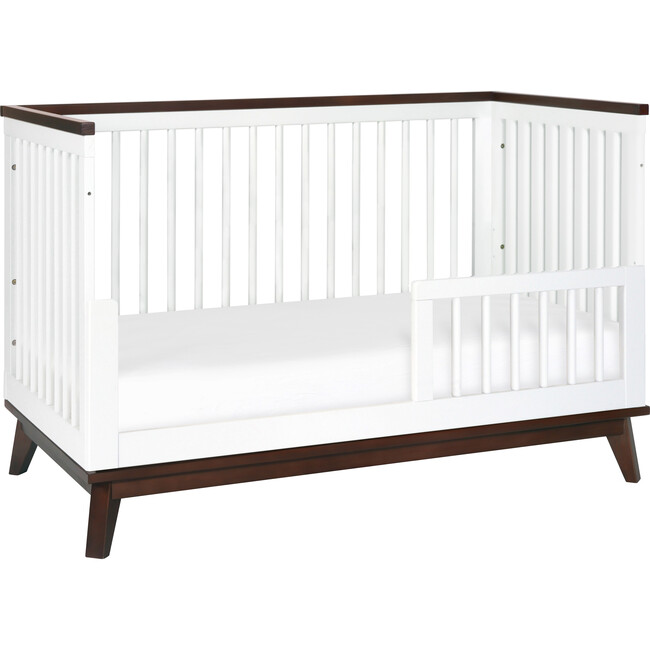 Scoot 3-in-1 Convertible Crib With Toddler Bed Conversion Kit, White/Walnut - Cribs - 5