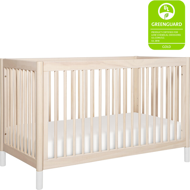 Gelato 4-in-1 Convertible Crib, White Feet with Toddler Bed Conversion Kit, Washed Natural - Cribs - 9