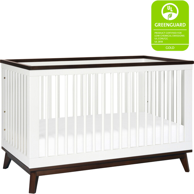 Scoot 3-in-1 Convertible Crib With Toddler Bed Conversion Kit, White/Walnut - Cribs - 7