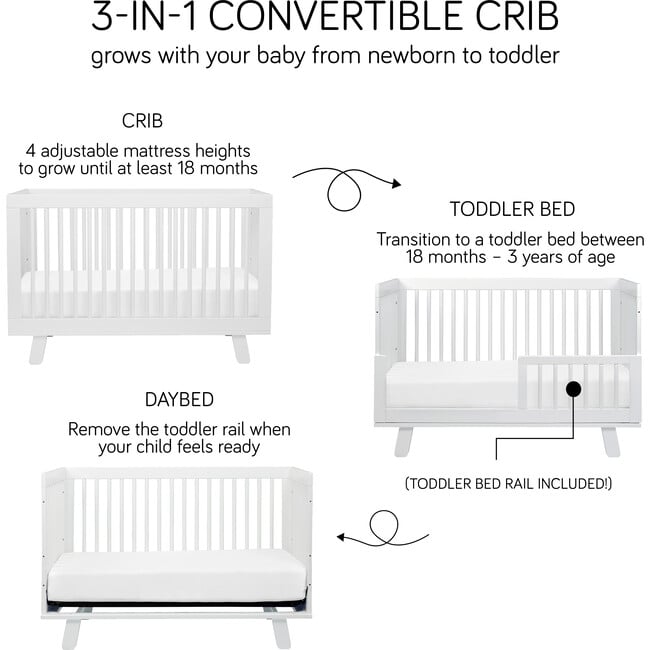 Hudson 3-in-1 Convertible Crib with Toddler Bed Conversion Kit, Washed Natural - Cribs - 8