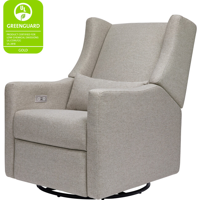 Kiwi Electronic Recliner and Swivel Glider with USB Port, Grey Eco-Performance Fabric - Nursery Chairs - 9