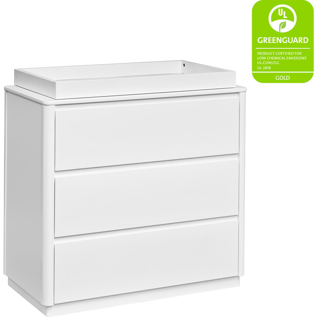 Bento 3-Drawer Changer Dresser with Removable Changing Tray, White - Dressers - 8