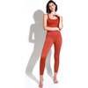 Women's Selina Shiny Rib V-Back 7/8 Legging, Red Clay - Leggings - 2