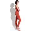 Women's Selina Shiny Rib V-Back 7/8 Legging, Red Clay - Leggings - 3