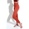 Women's Selina Shiny Rib V-Back 7/8 Legging, Red Clay - Leggings - 4