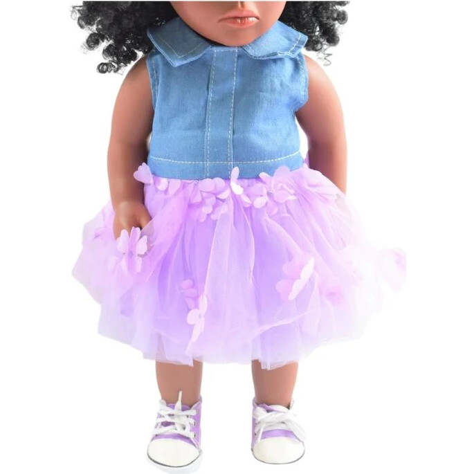 Lilac Denim Tutu Dress & Bow - Doll Accessories - 1