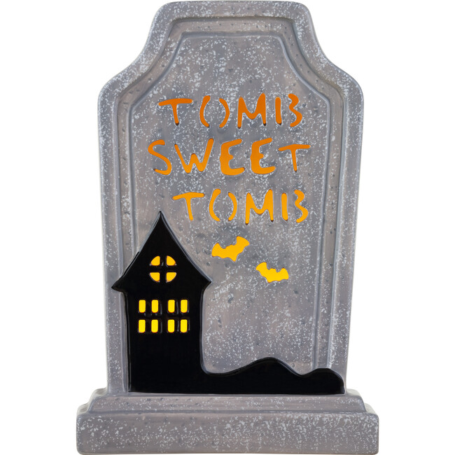 10" Ceramic LED Tombstone, Tomb Sweet Tomb