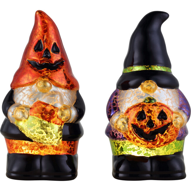 Set of 2 Halloween Mercury Glass Gnomes