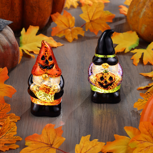 Set of 2 Halloween Mercury Glass Gnomes