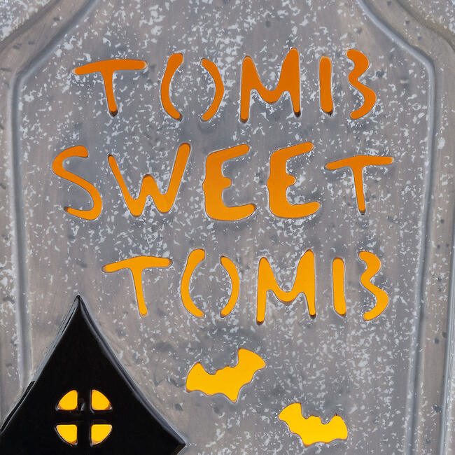 10" Ceramic LED Tombstone, Tomb Sweet Tomb - Accents - 5