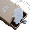 Shomera Hamsa Evil Eye Pendant, Silver - Necklaces - 1 - thumbnail