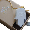 Shomera Hamsa Evil Eye Pendant, Gold - Necklaces - 1 - thumbnail