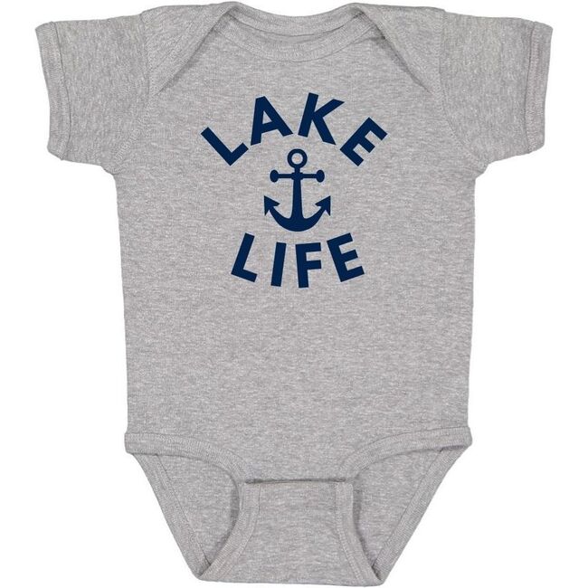 Lake Life Short Sleeve Bodysuit, Gray