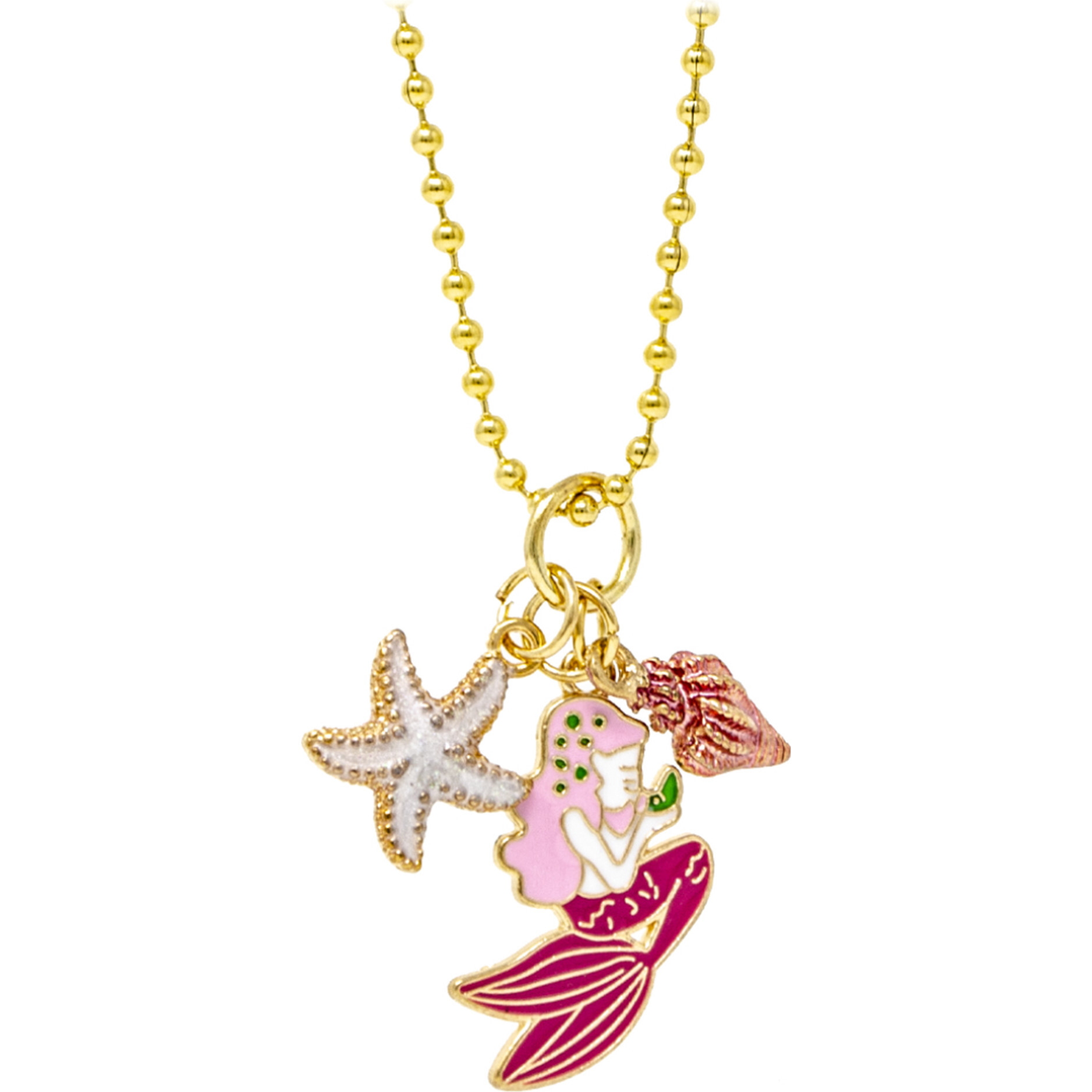 Mermaid, Star & Shell Gold Necklace - Necklaces - 1
