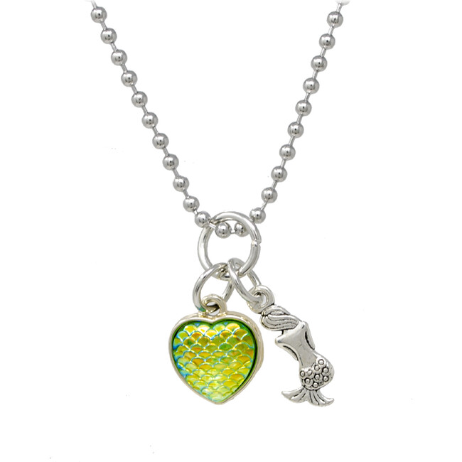 Mermaid & Heart Silver Necklace