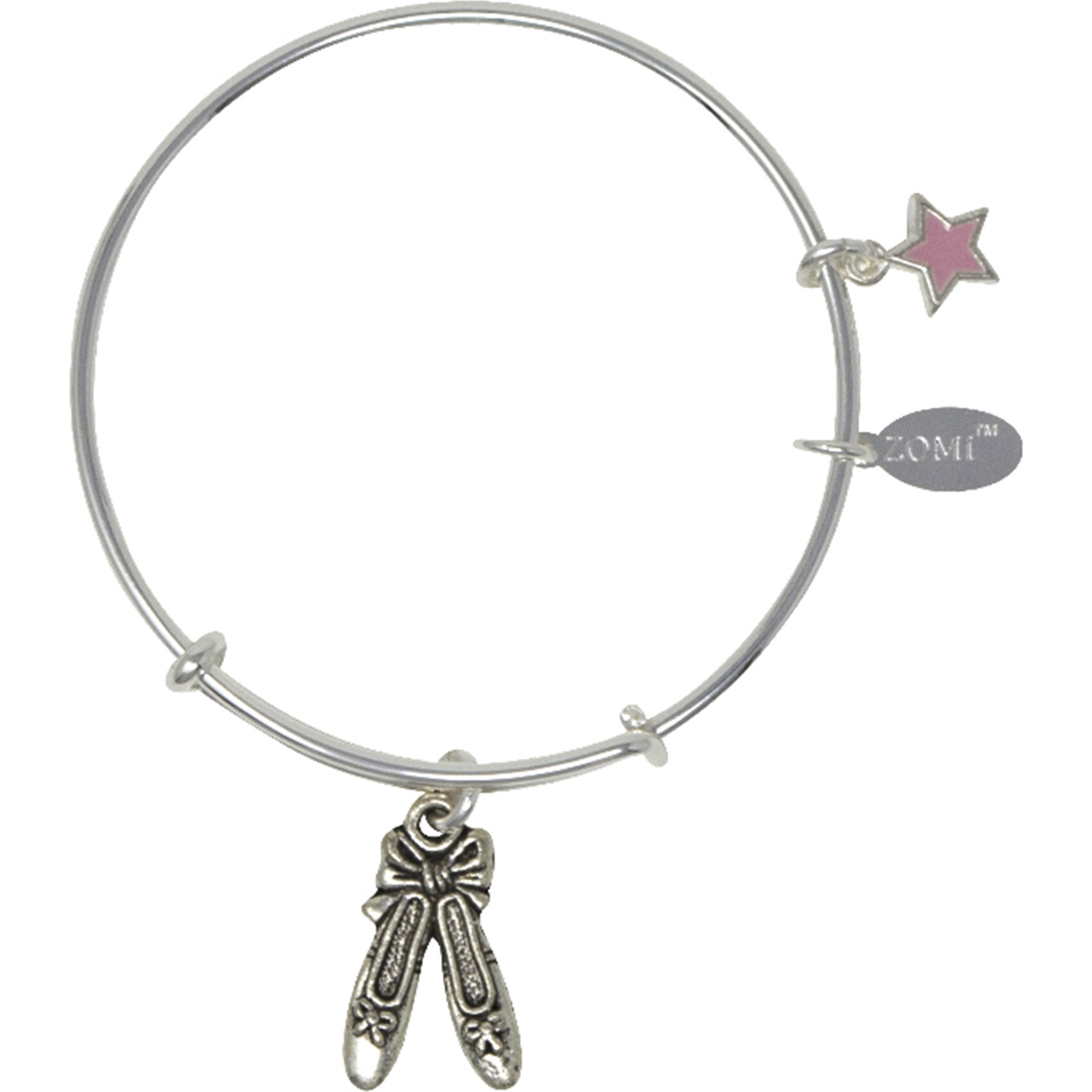 Ballet Pointe Shoes Silver Bangle Bracelet - Bracelets - 1