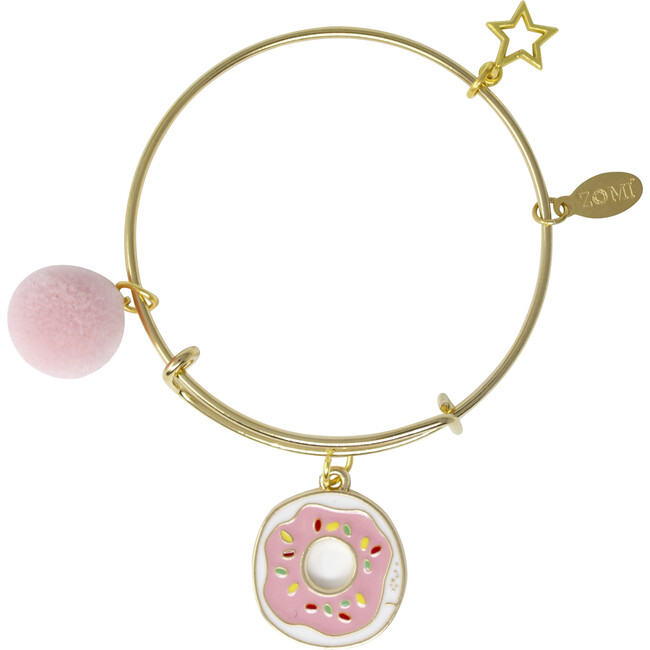 Donut & Pom Pom Gold Bangle Bracelet