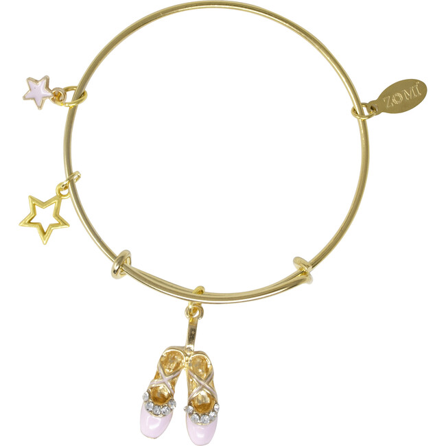 Ballet Pointe Shoes & Star Gold Bangle Bracelet