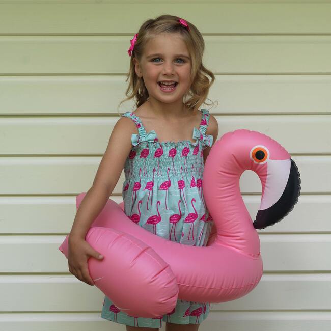 Flamingo Ruched Sundress, Aqua - Dresses - 2