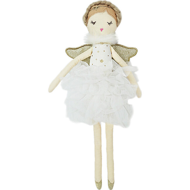 Adele Small Gold Angel, White