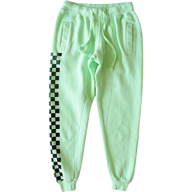 Adult Hand Dyed Joggers, Green Checkerboard - Sweatpants - 1