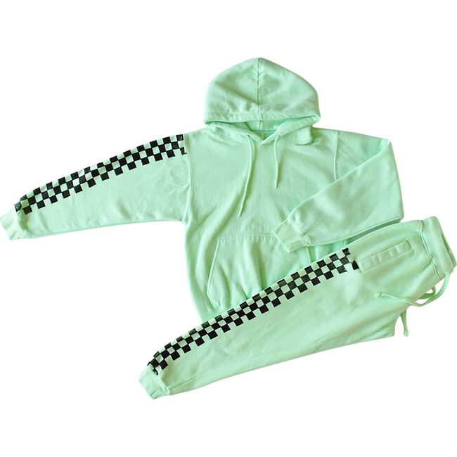 Adult Hand Dyed Joggers, Green Checkerboard