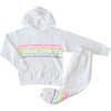 Kids Hoodie, White with Neon Stripes - Sweatshirts - 2