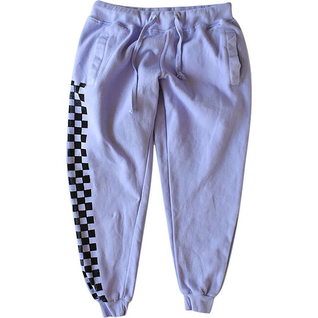 Adult Hand Dyed Joggers, Purple Checkerboard