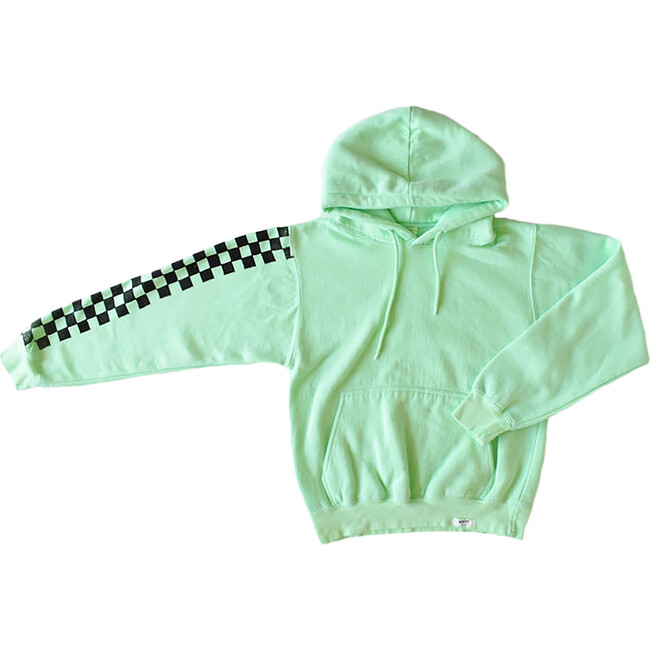 Adult Hand Dyed Hoodie, Green Checkerboard