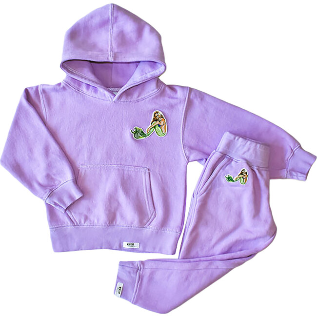 Kids Hand Dyed Hoodie, Purple Mermaid - Sweatshirts - 2