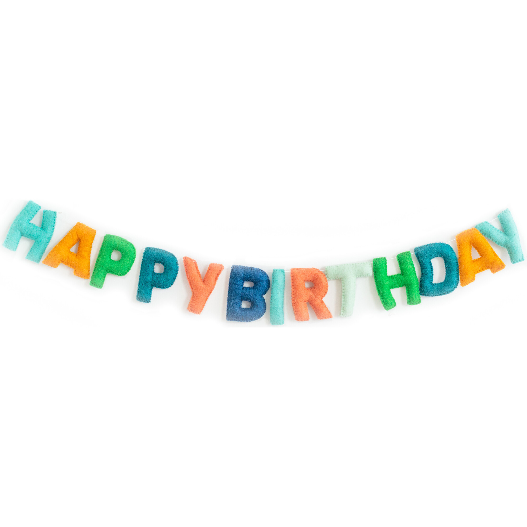 Happy Birthday Wool Felt Garland, Blue - Decorations - 1