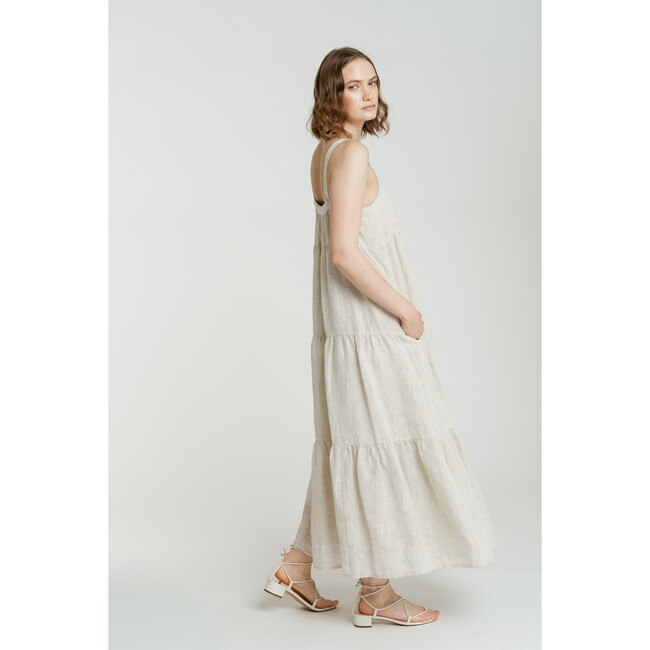 Women's Strappy Tiered Maxi, Natural - Dresses - 2