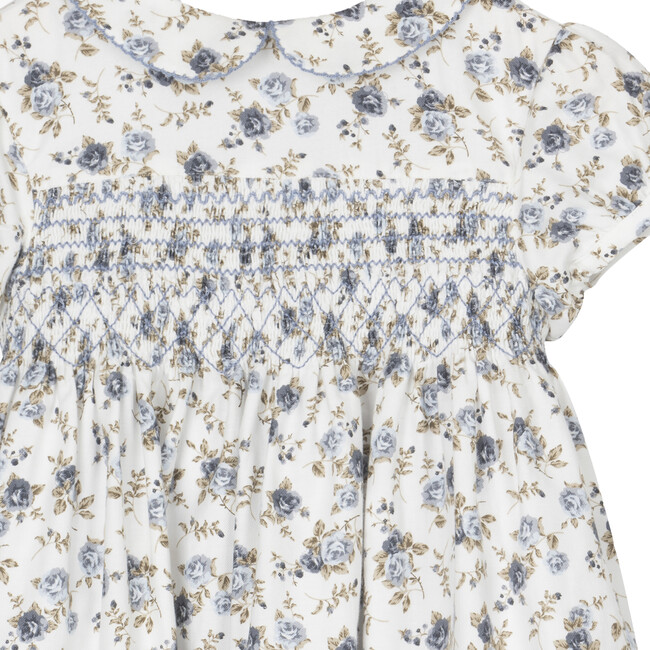 Arabella Rose Smocked Dress, Blue Rose Floral - Dresses - 4
