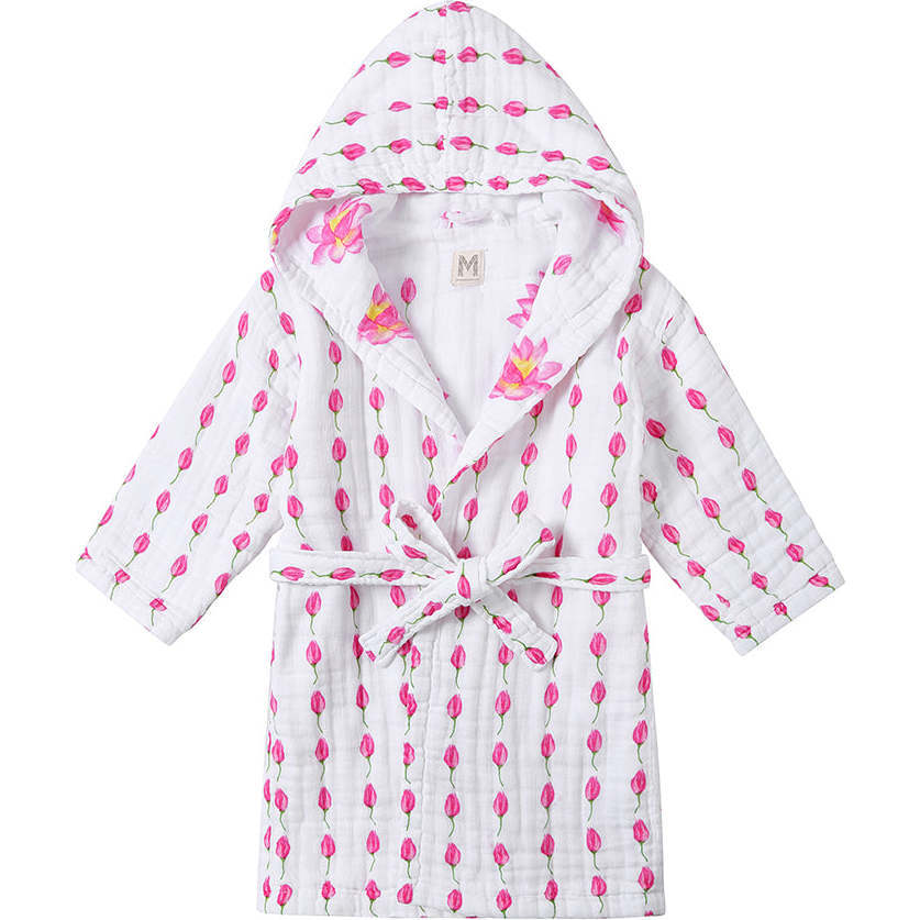 Malabar Baby Kids Hooded Muslin Robe Enchanted Garden Lotus 6 12M