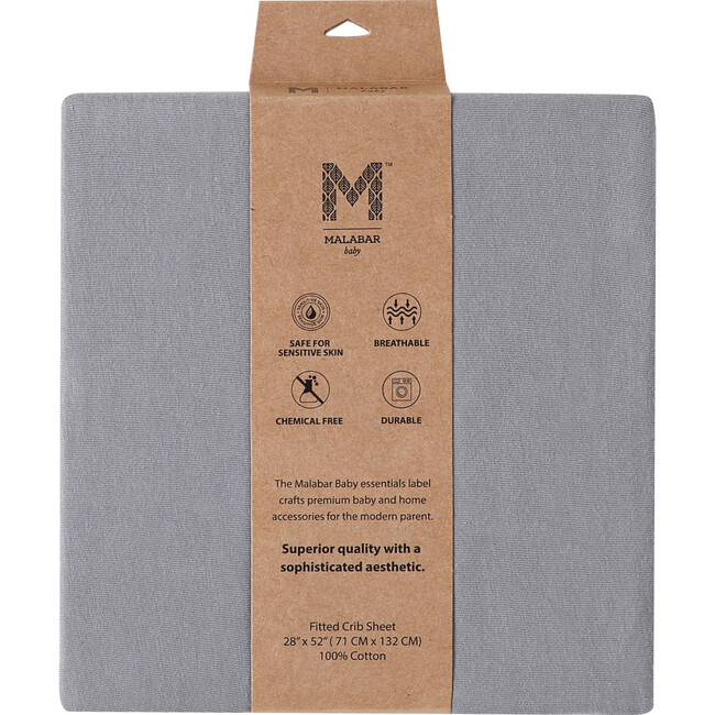Certified Organic Knit Cotton Crib Sheets, Erawan Grey