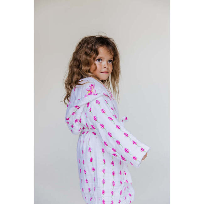 Certified Organic Muslin Reversible Bath Robe, Enchanted Garden - Bathrobes - 7