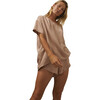 Women's Washable Silk Tee Set, Otium Tan - Pajamas - 1 - thumbnail