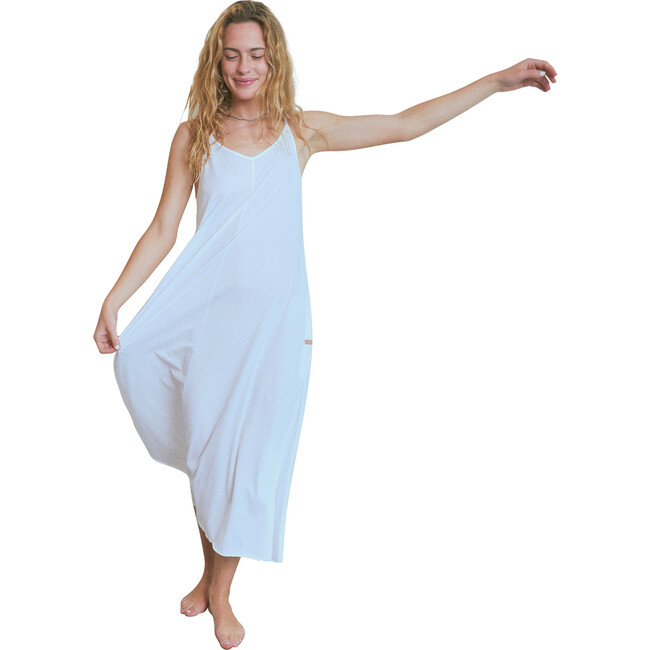 Women's Organic Pima Long Dress, Sincere White