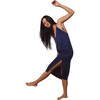 Women's Washable Silk Slip Dress, Deep Blue/Immersed Black - Dresses - 1 - thumbnail