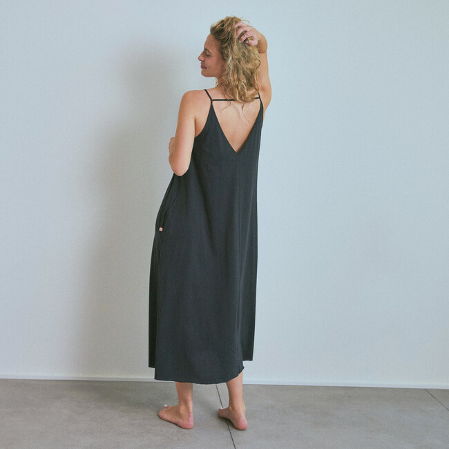 Women's Organic Pima Long Dress, Immersed Black