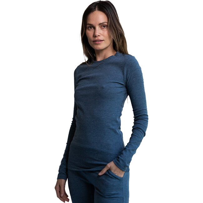 Women's Restore Base Long Sleeve Tee, Deep Blue Heather - Tees - 1