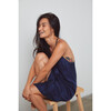 Women's Washable Silk Slip Dress, Deep Blue/Immersed Black - Dresses - 2