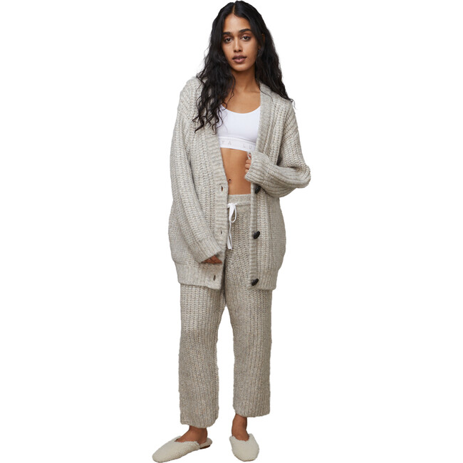 Women's Chunky Wool Cardigan, Soothing Grey - Cardigans - 1 - zoom