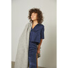 Women's Washable Silk High Rise Pant Set, Deep Blue - Pajamas - 3 - thumbnail