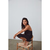 Women's Washable Silk Slip Dress, Immersed Black/ Otium Tan - Dresses - 3